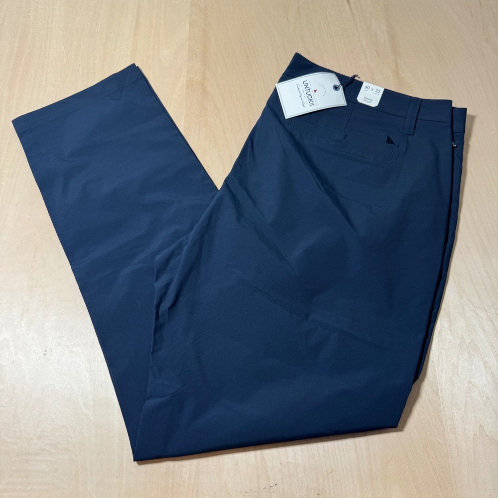 UNTUCKit Mens‎ Straight Fit 40x32 Navy Blue Comfort Dress Pants NEW